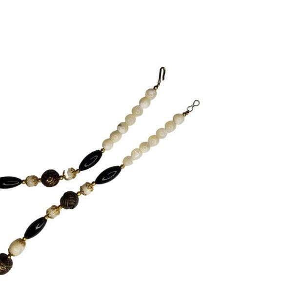 Panda Mom & Baby Pendant Beaded Necklace Mother of Pearl VINTAGE Jewlery - Picture 4 of 6